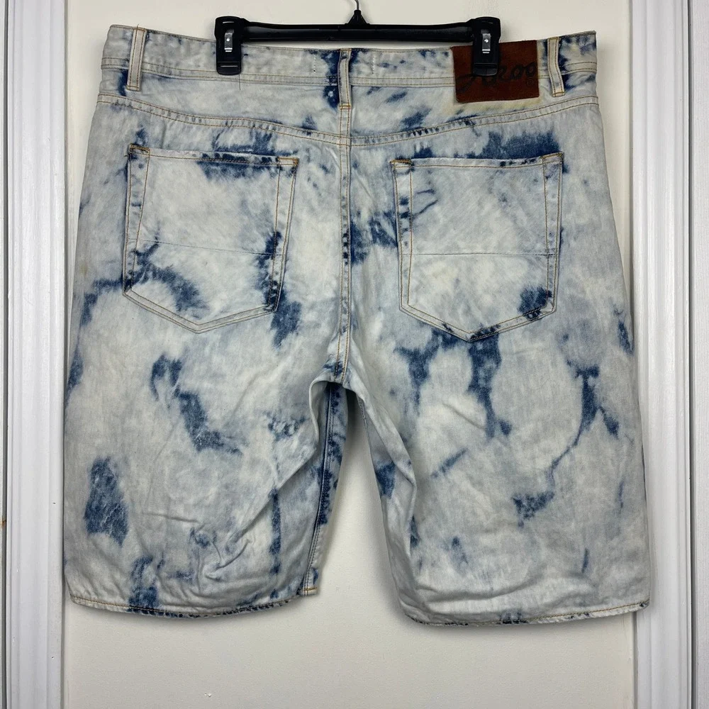 AKOO Denim Shorts Mens 40 Standard‎ Fit Acid Wash Streetwear Distressed *Read